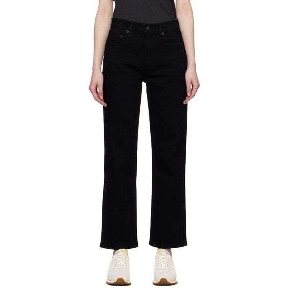 Rag & Bone Women's size 2 Navy Blue Herringbone Wide Straight Leg Ankle Pants - Picture 1 of 11